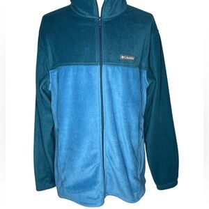 Columbia Mountain Fleece Blue Full Zipper Mens Jacket Size XLT
